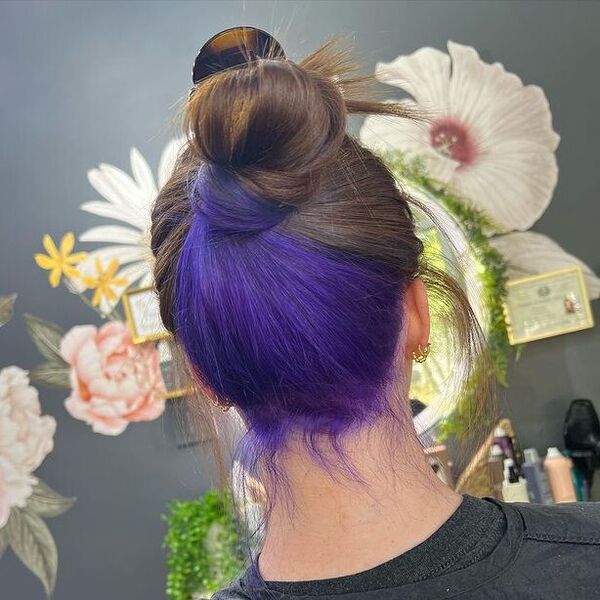 Tanzanite Color Peek-a-Boo Hairstyle - a woman in a back view