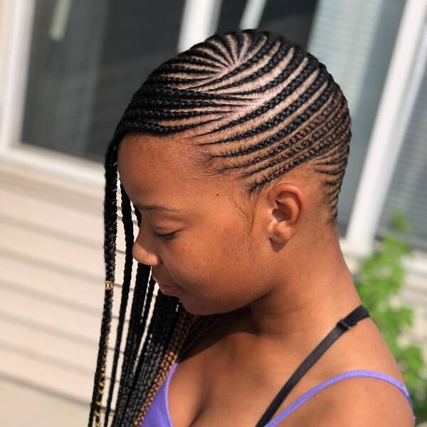 Teeny Tiny Lemonade Braids - a woman wearing a purple sleeveless