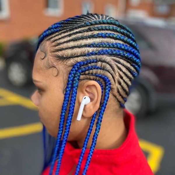 The Blue Lemonade Braids - a woman in a side view