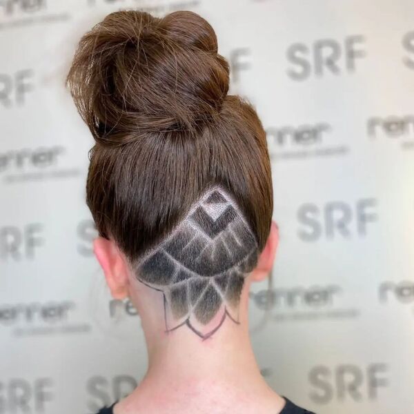 Tribal Shaved Undercut - a woman in a back view