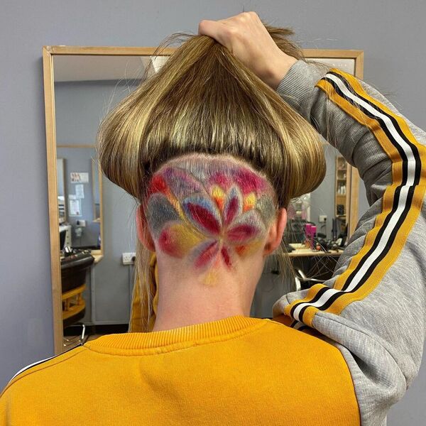 Undercut Hippie Chick Style - a woman in a back view