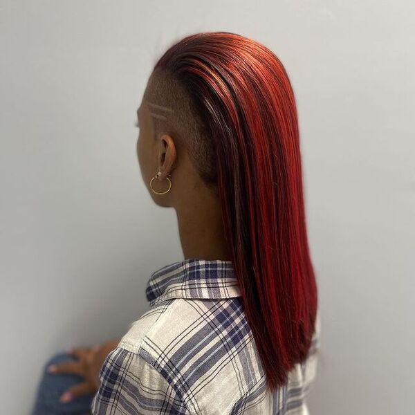 Undercut with a Red Tone Silk - a woman wearing a checkered polo