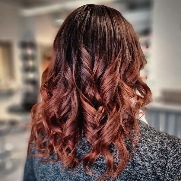 Warm Brown and Rosegold Ombre - a woman in a back view