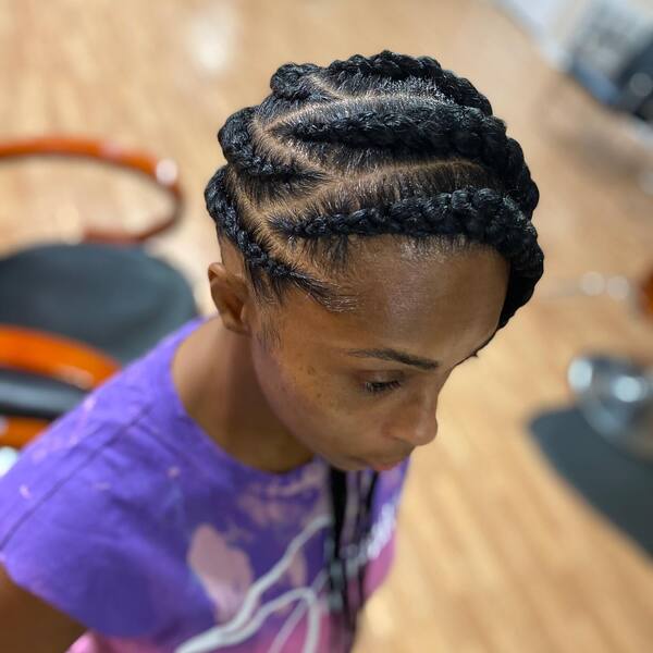 Zig Zag Jumbo Lemonade Braids - a woman wearing a violet shirt