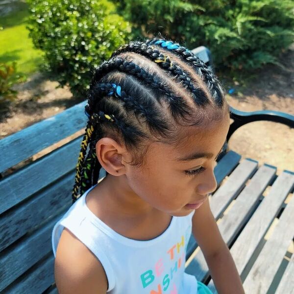 6 Strand Cornrow Braids - a girl wearing white printed top