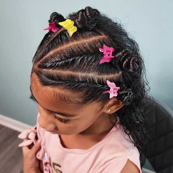 Half Twisted Fulani with Clips - a woman wearing pink top