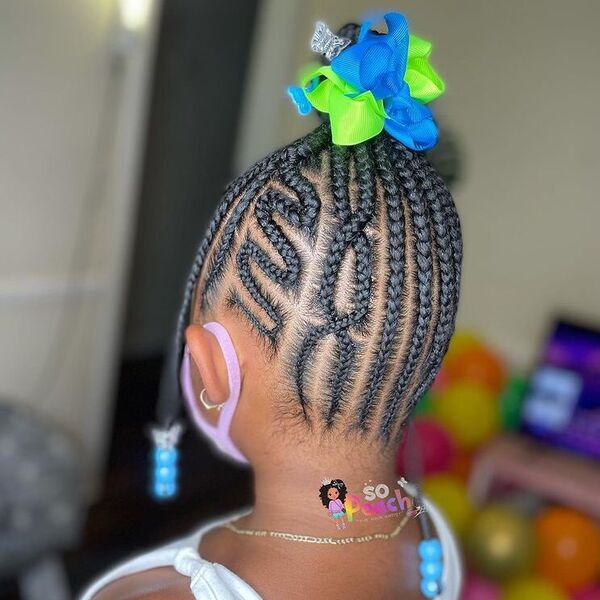 Neat Braided High Bun - a girl is wearing white tank top