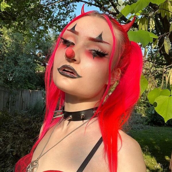 A woman wearing punk choker