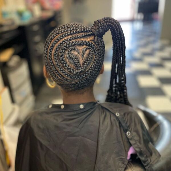 Side Pony Knotless Braids - a girl wearing cape