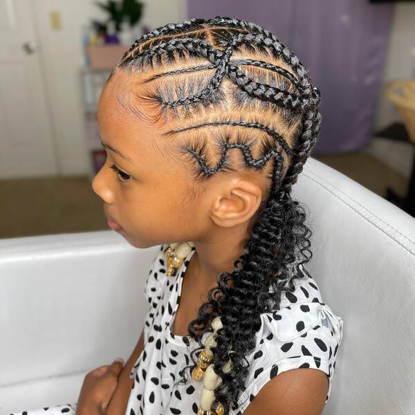 Spiral Braid Crimped Ends - a girl wearing polka blouse