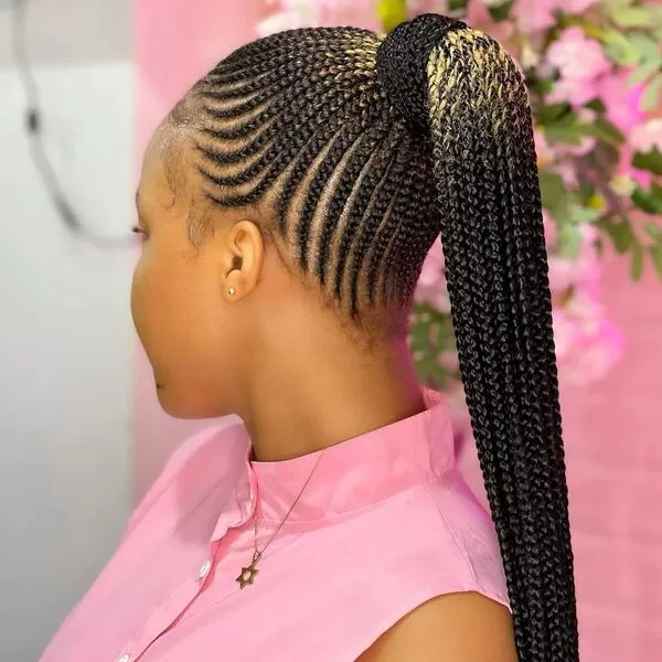 Extra Long Braid Ponytail with Blonde Tints