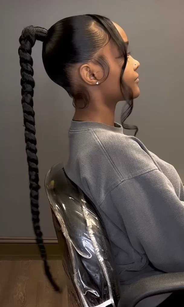 20. Long Weave Braid With Face Framing Hair