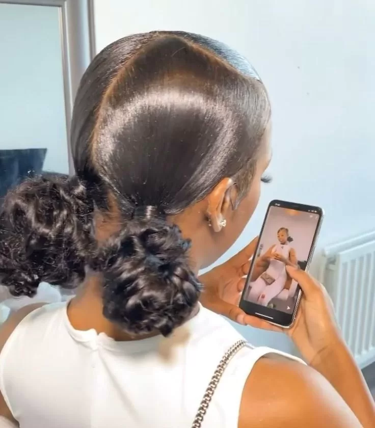 35. Braided Bun With Weave (quick weave hairstyles)