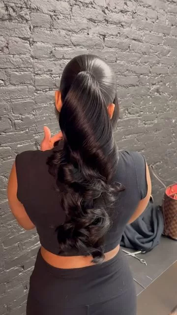 49. Weave All-up Smooth Ponytail (quick weave hairstyles)